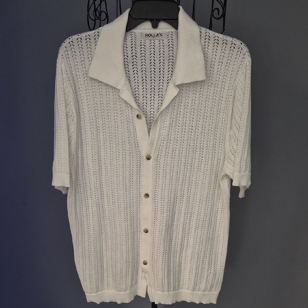 ROLLA'S White Bowler Knit Short Sleeve